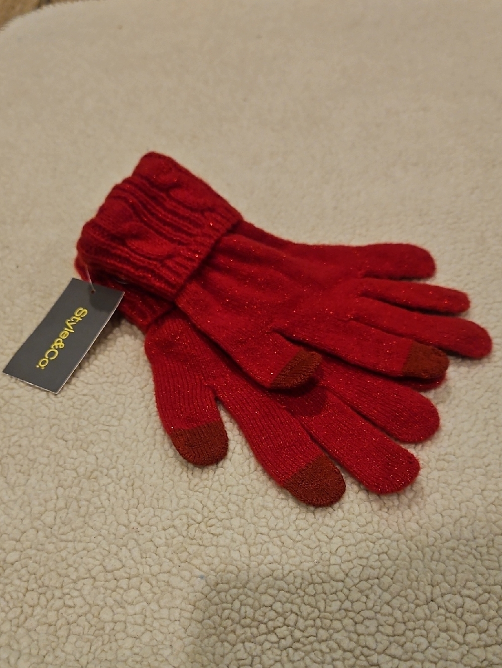 Style & Co. Red Touchscreen Knit Gloves